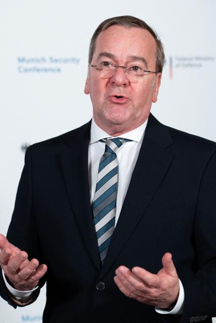 German Defence Minister Boris Pistoriusspeaks during a Signing Ceremony between Norway and Germany during the 62nd Munich Security Conference (MSC) on February 14, 2026 in Munich, southern Germany.  (Photo by Michael BIHLMAYER / POOL / AFP)