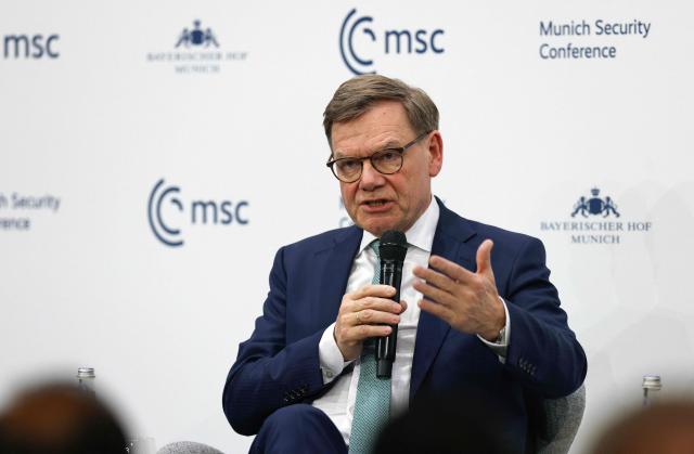 German Foreign Minister Johann Wadephul speaks during the 62nd Munich Security Conference (MSC) on February 14, 2026 in Munich, southern Germany. Heads of state and government as well as foreign and defence ministers from all over the world are expected to attend the security policy talks from February 13 to 15, 2026. (Photo by Alexandra BEIER / AFP)