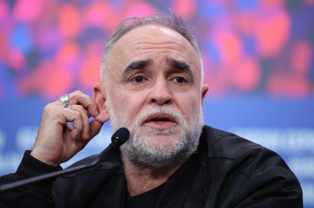 Brazilian director Karim Ainouz attends a press conference for the film "Rosebush Pruning" presented in competition at the 76th Berlinale, Europe's first major film festival of the year, in Berlin on February 14, 2026. (Photo by Ronny HARTMANN / AFP)