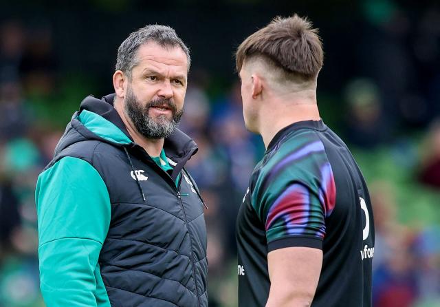 Ireland's coach Andy Farrell speaks before the Six Nations international rugby union match between Ireland and Italy at the Aviva Stadium in Dublin, on February 14, 2026. (Photo by Paul Faith / AFP)