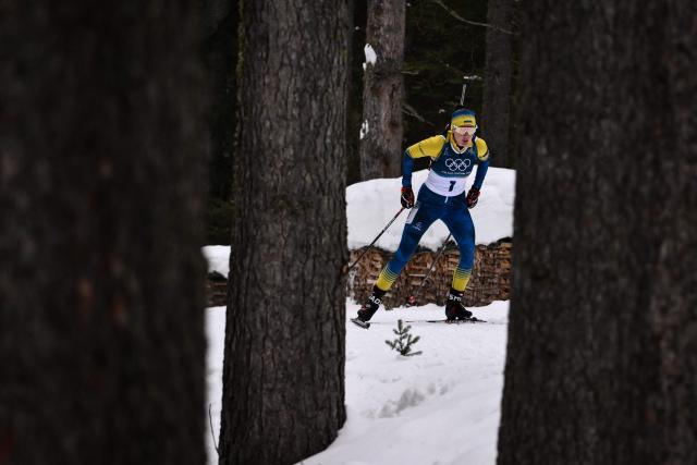 Ukraine's Oleksandra Merkushyna competes in the women's biathlon 7,5km sprint event during the Milano Cortina 2026 Winter Olympic Games at the Anterselva Biathlon Arena (Sudtirol Arena) in Anterselva (Val Pusteria) on February 14, 2026. (Photo by Marco BERTORELLO / AFP)