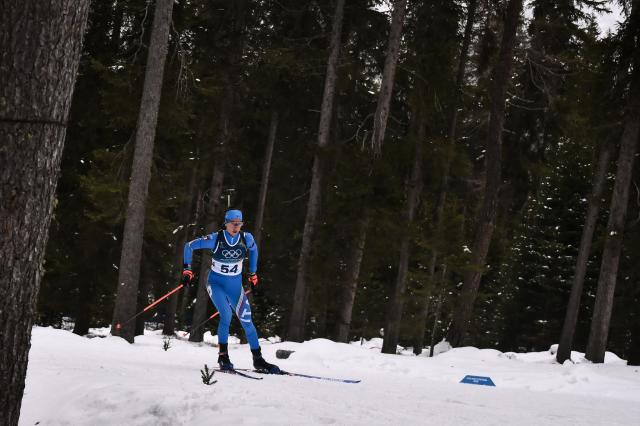 Italy's Lisa Vittozzi competes in the women's biathlon 7,5km sprint event during the Milano Cortina 2026 Winter Olympic Games at the Anterselva Biathlon Arena (Sudtirol Arena) in Anterselva (Val Pusteria) on February 14, 2026. (Photo by Marco BERTORELLO / AFP)