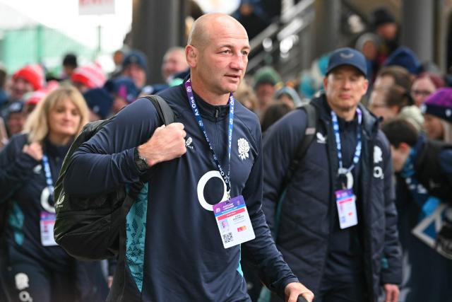 England's head coach Steve Borthwick arrives for the Six Nations international rugby union match between Scotland and England at Murrayfield Stadium in Edinburgh, Scotland on February 14, 2026. (Photo by ANDY BUCHANAN / AFP)