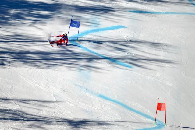 Zrinka Ljutic Croatia's  competes in  the first run of the women's giant slalom event during the Milano Cortina 2026 Winter Olympic Games at the Tofane Alpine Skiing Centre in Cortina d’Ampezzo on February 15, 2026. (Photo by Marco BERTORELLO / AFP)