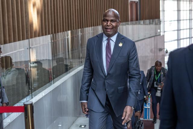 Daniel Francisco Chapo, President of the Republic of Mozambique, arrives for a bilateral meeting during the 39th Ordinary Session of the Assembly of the African Union at the AU Headquarters in Addis Ababa on February 15, 2026. (Photo by Marco Simoncelli / AFP)