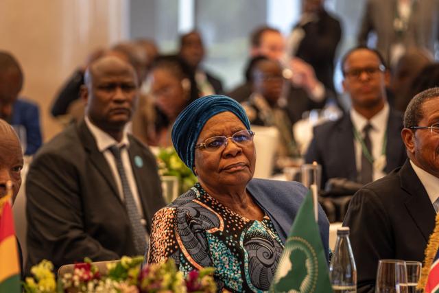 Netumbo Nandi-Ndaitwah, President of the Republic of Namibia, attends a side event during the 39th Ordinary Session of the Assembly of the African Union at the AU Headquarters in Addis Ababa on February 15, 2026. (Photo by Marco Simoncelli / AFP)