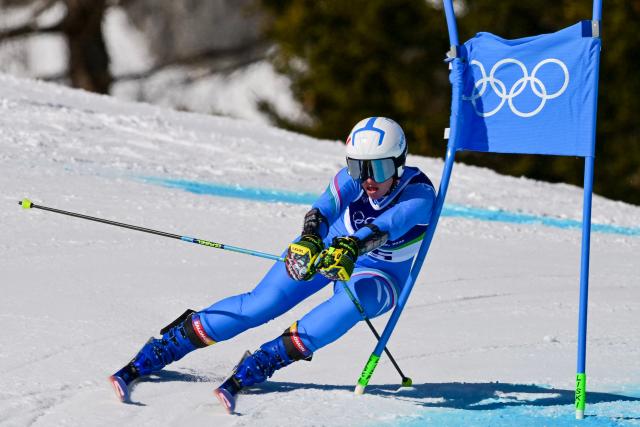 Italy's Asja Zenere competes in the first run of the women's giant slalom event during the Milano Cortina 2026 Winter Olympic Games at the Tofane Alpine Skiing Centre in Cortina d’Ampezzo on February 15, 2026. (Photo by Stefano RELLANDINI / AFP)