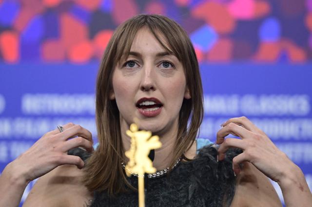 German actress Caro Braun attends a press conference for the film "Rose" presented in competition at the 76th Berlinale, Europe's first major film festival of the year, in Berlin on February 15, 2026. (Photo by John MACDOUGALL / AFP)