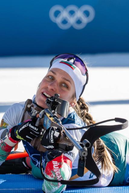 Bulgaria's Milena Todorova prepares to shoot during the women's biathlon 10km pursuit event during the Milano Cortina 2026 Winter Olympic Games at the Anterselva Biathlon Arena (Sudtirol Arena) in Anterselva (Val Pusteria) on February 15, 2026. (Photo by FRANCOIS-XAVIER MARIT / AFP)