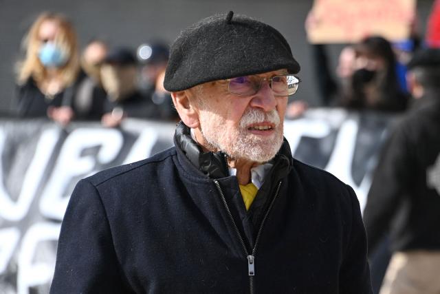 Founder of the far-right identitarian movement 'Ligue du Midi' Richard Roudier takes part in a rally after the fatal beating in Lyon of a 23-year-old Quentin, in Montpellier, southern France, on February 15, 2026. French President Emmanuel Macron on February 14, 2026 urged calm and restraint after the fatal beating of a 23-year-old French youth aligned with the far-right on the sidelines of a conference by a hard-left lawmaker in the southeastern city of Lyon. The death of the young man -- identified only as Quentin -- has intensified tensions between France's far-right and hard-left who are both eyeing 2027 presidential elections. (Photo by Sylvain THOMAS / AFP)