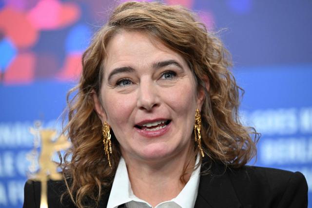 Belgian director Anke Blonde attends a press conference for the film "Dust" presented in competition at the 76th Berlinale, Europe's first major film festival of the year, in Berlin on February 15, 2026. (Photo by RALF HIRSCHBERGER / AFP)