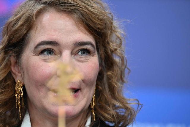 Belgian director Anke Blonde attends a press conference for the film "Dust" presented in competition at the 76th Berlinale, Europe's first major film festival of the year, in Berlin on February 15, 2026. (Photo by RALF HIRSCHBERGER / AFP)