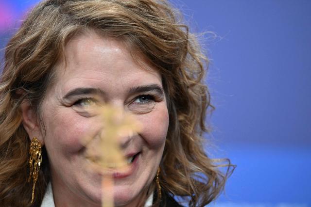 Belgian director Anke Blonde attends a press conference for the film "Dust" presented in competition at the 76th Berlinale, Europe's first major film festival of the year, in Berlin on February 15, 2026. (Photo by RALF HIRSCHBERGER / AFP)
