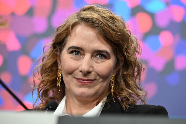 Belgian director Anke Blonde attends a press conference for the film "Dust" presented in competition at the 76th Berlinale, Europe's first major film festival of the year, in Berlin on February 15, 2026. (Photo by RALF HIRSCHBERGER / AFP)