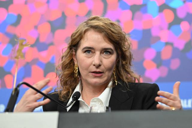 Belgian director Anke Blonde attends a press conference for the film "Dust" presented in competition at the 76th Berlinale, Europe's first major film festival of the year, in Berlin on February 15, 2026. (Photo by RALF HIRSCHBERGER / AFP)
