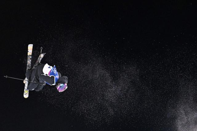 New Zealand's Luca Harrington competes in the freestyle skiing men's freeski big air qualification run 1 during the Milano Cortina 2026 Winter Olympic Games at Livigno Snow Park - Big Air, in Livigno (Valtellina), on February 15, 2026. (Photo by Kirill KUDRYAVTSEV / AFP)