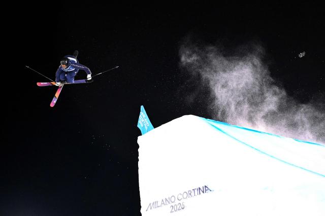 USA's Alex Hall competes in the freestyle skiing men's freeski big air qualification run 1 during the Milano Cortina 2026 Winter Olympic Games at Livigno Snow Park - Big Air, in Livigno (Valtellina), on February 15, 2026. (Photo by Kirill KUDRYAVTSEV / AFP)