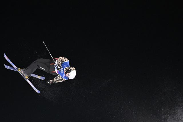 Switzerland's Fabian Boesch competes in the freestyle skiing men's freeski big air qualification run 1 during the Milano Cortina 2026 Winter Olympic Games at Livigno Snow Park - Big Air, in Livigno (Valtellina), on February 15, 2026. (Photo by Kirill KUDRYAVTSEV / AFP)