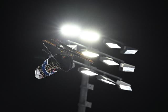 Switzerland's Fabian Boesch competes in the freestyle skiing men's freeski big air qualification run 1 during the Milano Cortina 2026 Winter Olympic Games at Livigno Snow Park - Big Air, in Livigno (Valtellina), on February 15, 2026. (Photo by Jeff PACHOUD / AFP)