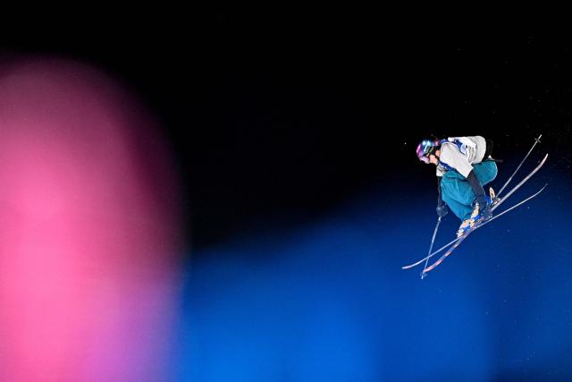 Switzerland's Nils Rhyner competes in the freestyle skiing men's freeski big air qualification run 1 during the Milano Cortina 2026 Winter Olympic Games at Livigno Snow Park - Big Air, in Livigno (Valtellina), on February 15, 2026. (Photo by Kirill KUDRYAVTSEV / AFP)