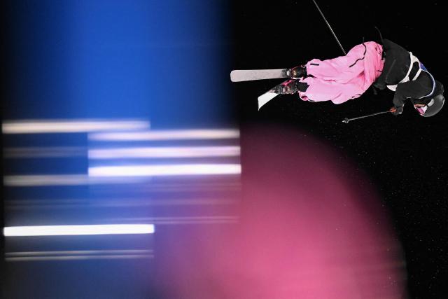 Switzerland's Andri Ragettli competes in the freestyle skiing men's freeski big air qualification run 2 during the Milano Cortina 2026 Winter Olympic Games at Livigno Snow Park - Big Air, in Livigno (Valtellina), on February 15, 2026. (Photo by Kirill KUDRYAVTSEV / AFP)