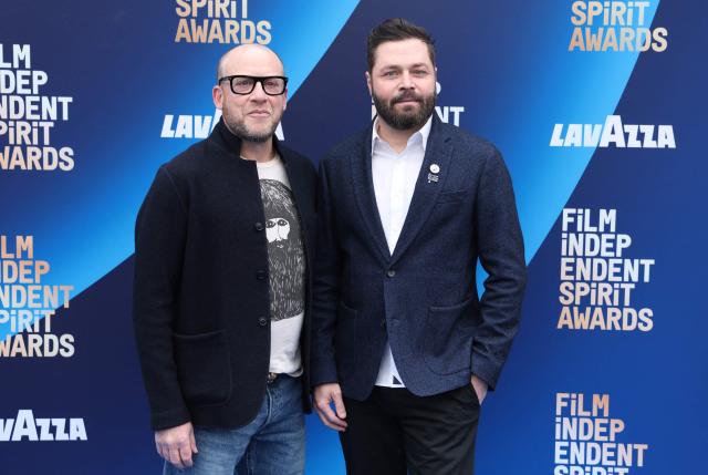 US directors Lee Einhorn (L) and Tonny Benna (R) arrive for the 41st Film Independent Spirit Awards at The Hollywood Palladium in Hollywood, California on February 15, 2026. (Photo by Valerie MACON / AFP)