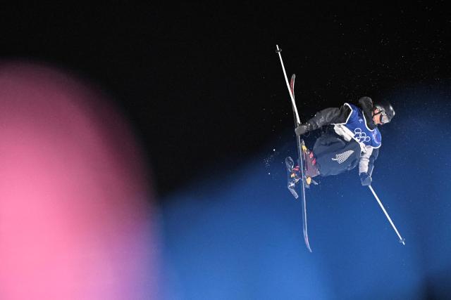 New Zealand's Ben Barclay competes in the freestyle skiing men's freeski big air qualification run 2 during the Milano Cortina 2026 Winter Olympic Games at Livigno Snow Park - Big Air, in Livigno (Valtellina), on February 15, 2026. (Photo by Kirill KUDRYAVTSEV / AFP)