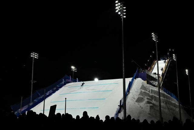 Norway's Sebastian Schjerve competes in the freestyle skiing men's freeski big air qualification run 2 during the Milano Cortina 2026 Winter Olympic Games at Livigno Snow Park - Big Air, in Livigno (Valtellina), on February 15, 2026. (Photo by Jeff PACHOUD / AFP)