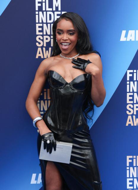 US actress Lovie Simone arrives for the 41st Film Independent Spirit Awards at The Hollywood Palladium in Hollywood, California on February 15, 2026. (Photo by Valerie MACON / AFP)