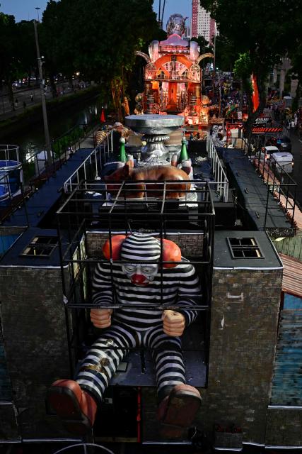 Floats of the Academicos de Niteroi samba school are seen before the opening night of the Rio Carnival at the Marques de Sapucai Sambadrome in Rio de Janeiro, Brazil, on February 15, 2026. (Photo by Pablo PORCIUNCULA / AFP)