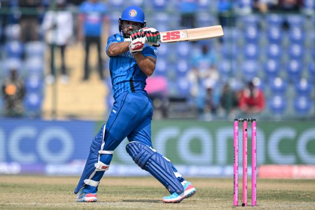Afghanistan's Gulbadin Naib plays a shot during the 2026 ICC Men's T20 Cricket World Cup group stage match between Afghanistan and United Arab Emirates at the Arun Jaitley Stadium in New Delhi on February 16, 2026. (Photo by Arun SANKAR / AFP)
