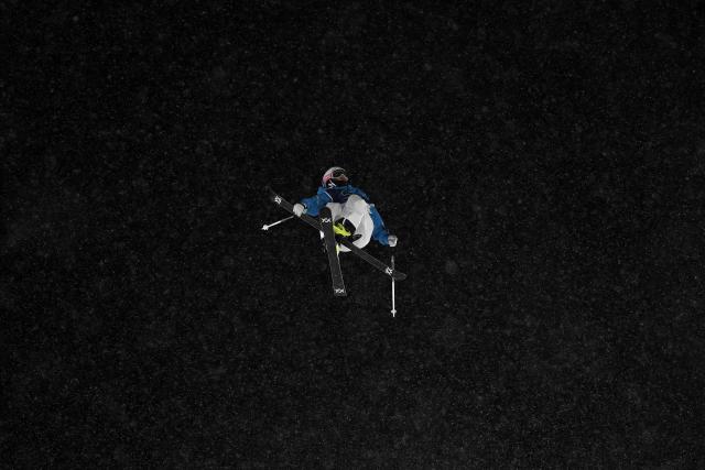 Italy's Maria Gasslitter competes in the freestyle skiing women's freeski big air final run 2 during the Milano Cortina 2026 Winter Olympic Games at Livigno Snow Park, in Livigno (Valtellina), on February 16, 2026. (Photo by Jeff PACHOUD / AFP)