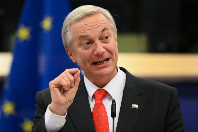 (FILES) Chile's President-elect Jose Antonio Kast delivers a speech during a Transatlantic Summit at The European Union (EU) Headquarters in Brussels on February 3, 2026. Chile’s president-elect, the far-right Jose Antonio Kast, questioned on February 16, 2026, the economic aid that the current Chilean government will send to Cuba, which is mired in a deep economic crisis worsened by pressure from the United States. (Photo by NICOLAS TUCAT / AFP)
