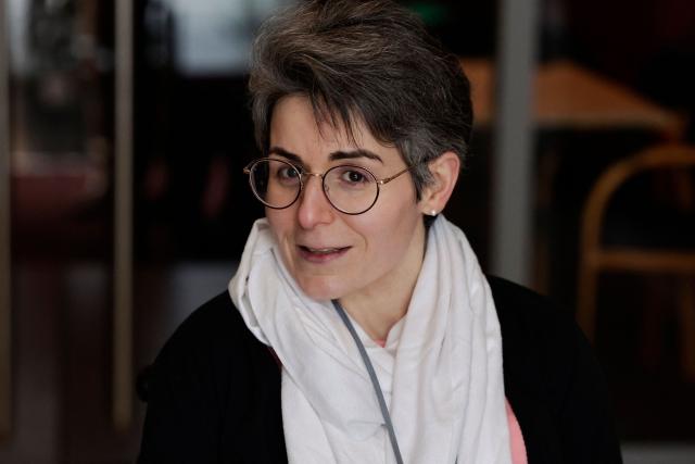 Philosopher Anne-Lyse Chabert attends a meeting on euthanasia organised by the association "Les Eligibles et leurs Aidants" as French National Assembly debates on the assisted dying bill at the 'Centre d'etude, de documentation, d'information et d'action sociale' CEDIAS in Paris on February 17, 2026. (Photo by STEPHANE DE SAKUTIN / AFP)