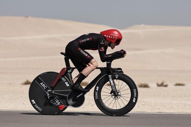 Tudor Pro Cycling Team's Australian rider Michael Storer competes during the second stage of the UAE Tour cycling event on al-Hudayriyat Island in Abu Dhabi on February 17, 2026. (Photo by Fadel SENNA / AFP)