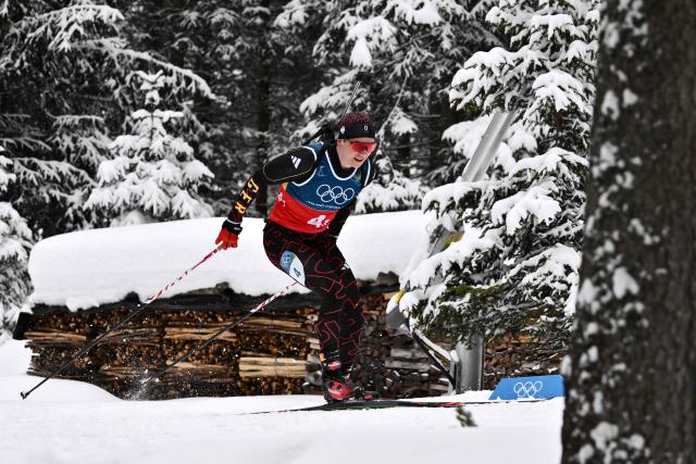 Germany's Justus Strelow competes in the men's biathlon 4 x 7,5km relay event during the Milano Cortina 2026 Winter Olympic Games at the Anterselva Biathlon Arena (Sudtirol Arena) in Anterselva (Val Pusteria) on February 17, 2026. (Photo by Marco BERTORELLO / AFP)