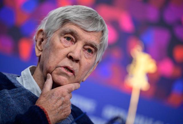 English actor Tom Courtenay attends a press conference for the film "Queen at Sea" presented in competition at the 76th Berlinale, Europe's first major film festival of the year, in Berlin on February 17, 2026. (Photo by John MACDOUGALL / AFP)