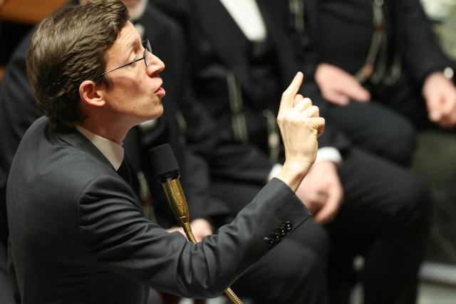 France's Education Minister Edouard Geffray gestures as he answers during a session of questions to the government at The National Assembly, France's lower house of parliament in Paris on February 17, 2026. (Photo by Alain JOCARD / AFP)