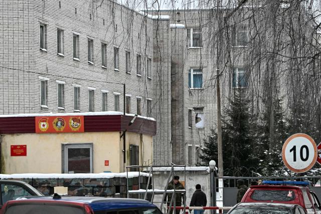 A view of the site of the collapsed military police building on the grounds of an army base in Sertolovo in the Leningrad region on February 17, 2026. Local media reported that three people died in the incident, citing emergency services. (Photo by Olga MALTSEVA / AFP)