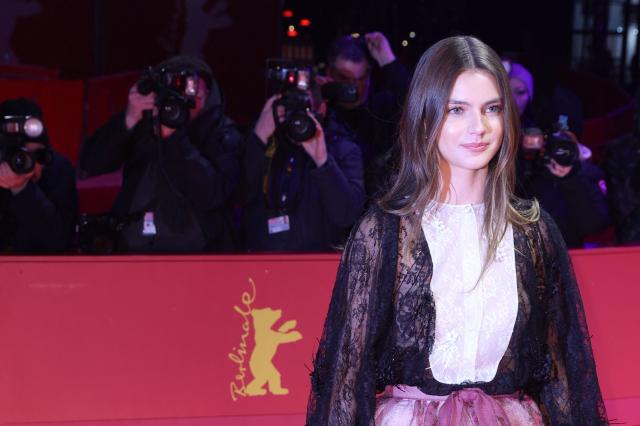 British actress Florence Hunt poses on the red carpet for the film "Queen at Sea" presented in competition at the 76th Berlinale, Europe's first major film festival of the year, in Berlin on February 17, 2026. (Photo by Ronny HARTMANN / AFP)