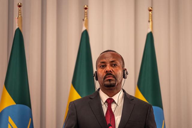Ethiopia's Prime Minister Abiy Ahmed listens during a join press conference during Turkey's President official visit at the National Palace in Addis Ababa on February 17, 2026. (Photo by Marco Simoncelli / AFP)