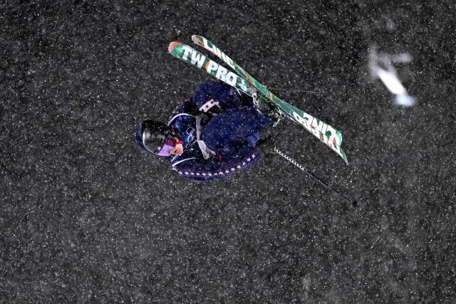 USA's Konnor Ralph competes in the freestyle skiing men's freeski big air final run 1 during the Milano Cortina 2026 Winter Olympic Games at Livigno Snow Park, in Livigno (Valtellina), on February 17, 2026. (Photo by Kirill KUDRYAVTSEV / AFP)