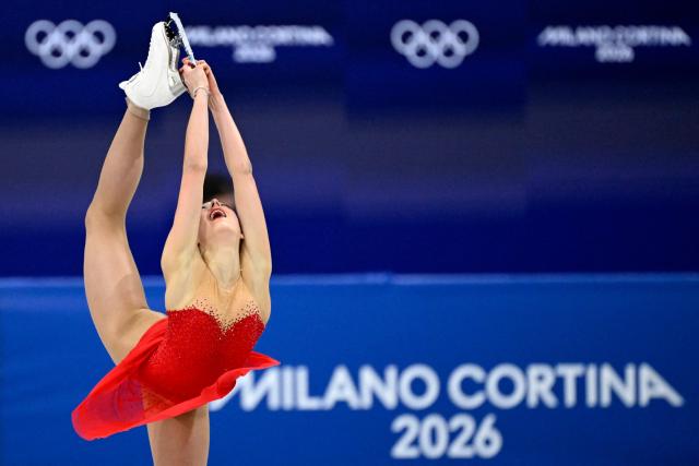 Switzerland's Livia Kaiser competes in the figure skating women's single skating short program during the Milano Cortina 2026 Winter Olympic Games at Milano Ice Skating Arena in Milan on February 17, 2026. (Photo by WANG Zhao / AFP)