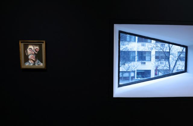 Francis Bacon's “Self-Portrait” on display during a press preview at Sotheby’s New York on February 17, 2026. Works from the Lewis Collection from Francis Bacon, Lucian Freud and Leon Kossoff are on display in New York before going to auction in London in March. (Photo by TIMOTHY A. CLARY / AFP)