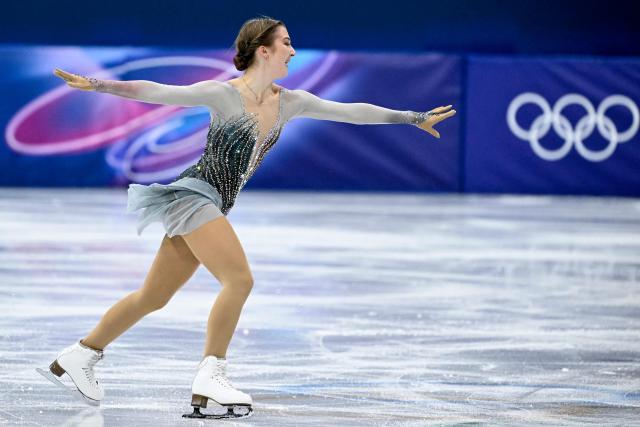 Austria's Olga Mikutina competes in the figure skating women's single skating short program during the Milano Cortina 2026 Winter Olympic Games at Milano Ice Skating Arena in Milan on February 17, 2026. (Photo by WANG Zhao / AFP)