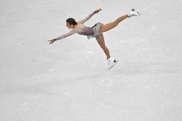 Austria's Olga Mikutina competes in the figure skating women's single skating short program during the Milano Cortina 2026 Winter Olympic Games at Milano Ice Skating Arena in Milan on February 17, 2026. (Photo by Antonin THUILLIER / AFP)