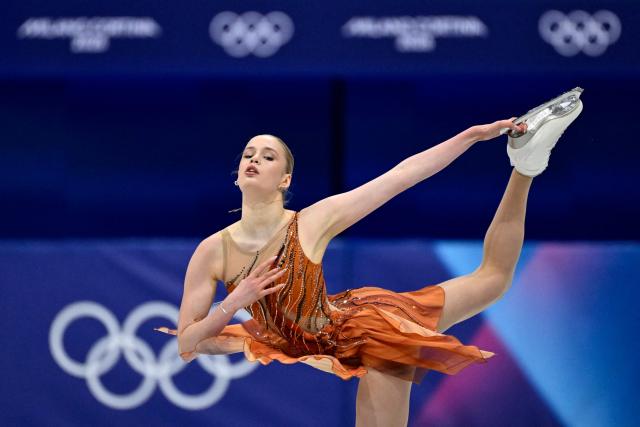 Switzerland's Kimmy Repond competes in the figure skating women's single skating short program during the Milano Cortina 2026 Winter Olympic Games at Milano Ice Skating Arena in Milan on February 17, 2026. (Photo by WANG Zhao / AFP)