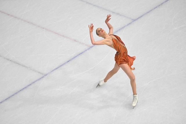 Switzerland's Kimmy Repond competes in the figure skating women's single skating short program during the Milano Cortina 2026 Winter Olympic Games at Milano Ice Skating Arena in Milan on February 17, 2026. (Photo by Antonin THUILLIER / AFP)