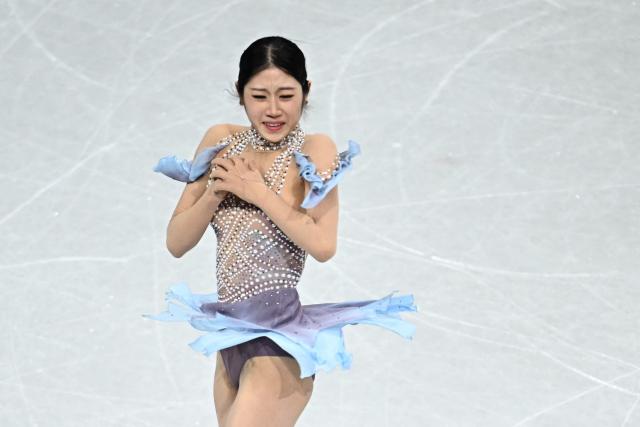 South Korea's Lee Haein competes in the figure skating women's single skating short program during the Milano Cortina 2026 Winter Olympic Games at Milano Ice Skating Arena in Milan on February 17, 2026. (Photo by Gabriel BOUYS / AFP)