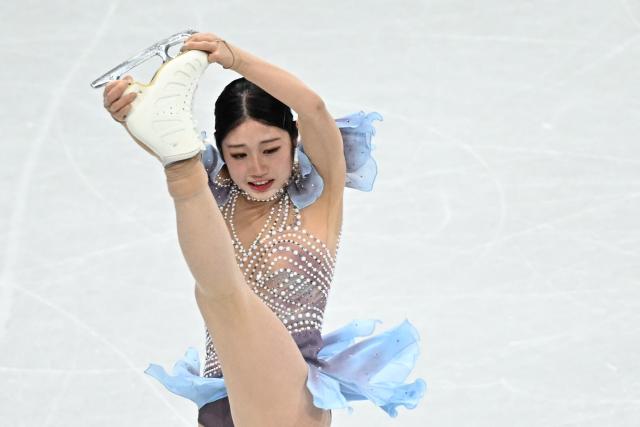 South Korea's Lee Haein competes in the figure skating women's single skating short program during the Milano Cortina 2026 Winter Olympic Games at Milano Ice Skating Arena in Milan on February 17, 2026. (Photo by Gabriel BOUYS / AFP)